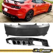 Fits 19-24 Camaro OE Style Rear Bumper Cover With IKON Gloss Rear Lip Diffuser