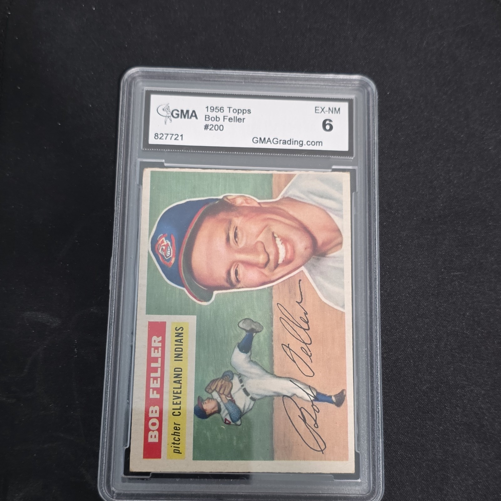 Topps 1956 Bob Feller #200 Cleveland Indians GMA 6 EX-NM Graded Card