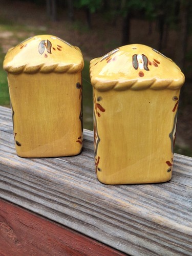 Artimino Tuscan Countryside Sienna Yellow Earthenware Salt &Pepper Set w/o Caddy - Picture 2 of 7