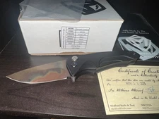 Medford Smooth Criminal Knife…Button Lock S45VN…Black w/ VULCANIZED Blade! Wow!