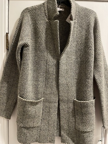 Sincerely Jules Gray Chevron Stripe Cardigan. Women’s Medium. Wool/span/poly NWT - Picture 2 of 16
