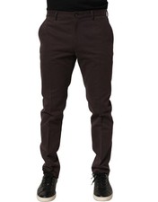 Dolce & Gabbana Brown Cotton Skinny Leg Dress Trouser Pants