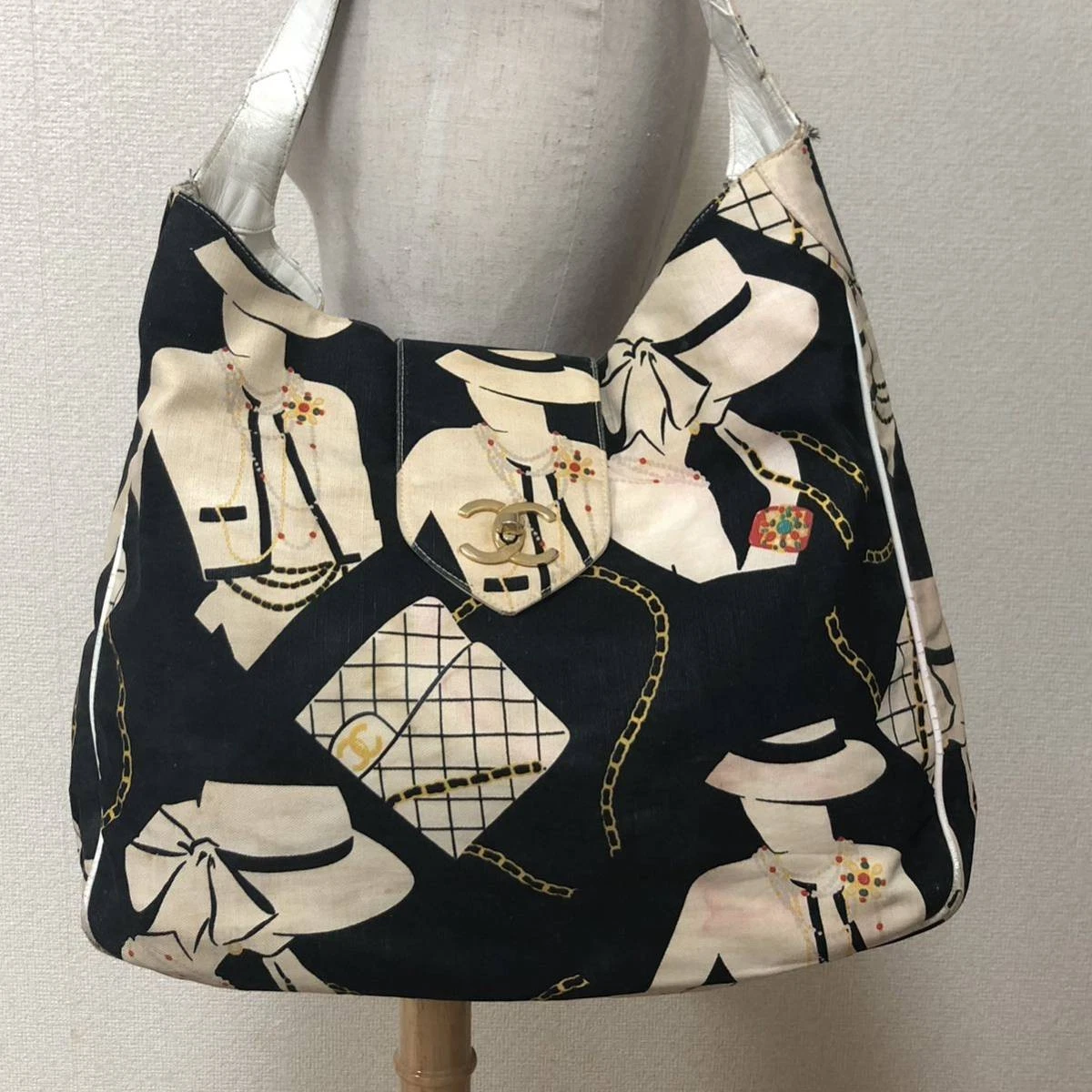 Chanel — CHANEL Canvas Shoulder Bag Mademoiselle Turn Lock (Pipe DE152 Y06)