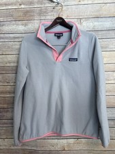 Patagonia Micro D Snap-T Fleece Pullover Womens Medium Gray With Pink Accents