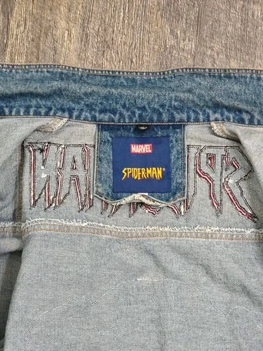 Y2K Spiderman Denim Jacket Vintage 2002 Size XL Marvel Comics image 20