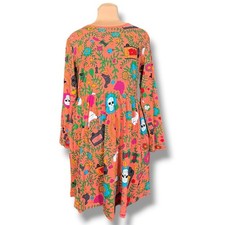 Roberto Lugo x Walmart Morris Study 5 Skulls Salmon Floral Halloween Dress XL