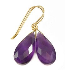Lab Amethyst Earring Purple Faceted Teardrop Earring Dangle Drop Earring Gift
