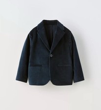 ZARA Boys Velvet Suit Blazer Navy Blue - Size 2-3 years New with tags 