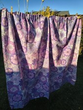 Retro Marks & Spencer Curtains Purple Floral Pattern