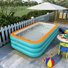 Inflatable Swimming Pool 102"x63"x22" Rectangular Above Ground Backyard Paddling