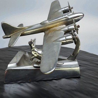 B-17 Airplane Ashtray Desktop Model Vintage 1940s WWII Art Deco