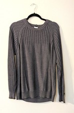 Men s Columbia Sportswear Ribbed Knit Charcoal Gray Sweater Size Large