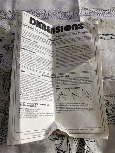 Vtg 1979 Dimensions Crewel Oriental Afternoon Zitomer 30”x20” Wool Embroidery - Picture 2 of 5