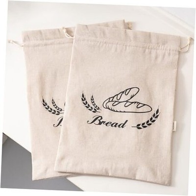 2 Pack Linen Bread Bags for Homemade Bread - Plastic Lined - Reusable Linen 