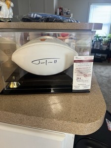Texas Longhorns Signed White Football w/ JSA Authentication, Display Case