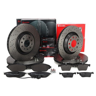 BREMBO XTRA Bremsscheiben Beläge Sensor für VW GOLF 7 GTI / R S3 8V vorne hinten
