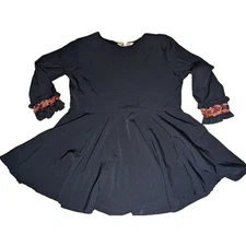 ZIMA LETO Womens Top Blouse Stylish Sleeves Work Office Navy Blue Size Small 