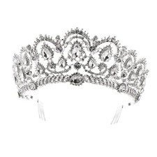 Silver Crystal Tiara Crown Headband Tiara Crown with combs Rhinestone