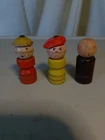 Fisher-Price Little People Wide-Base Wood On Wood Vintage Figures Lot of 3