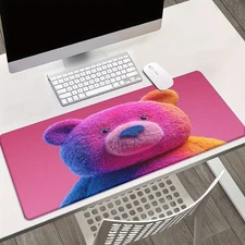 40*90cm XXL Purple Bear Art Desk Mat & Gaming Mouse Pad - Non-Slip Rubber Base,