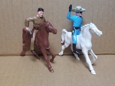 Vintage Lone Ranger and Tonto Figures w/ Horses - Made In Hong Kong