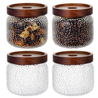 4 Pack 10 oz Vintage Glass Jars with Lid Decorative Airtight Food Containers