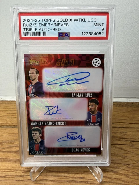 Topps Gold UCC 2024/25 Triple Auto WZ Emery Joao Neves Fabian Ruiz Red /10