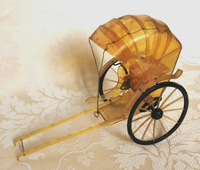 ANTIQUE, JAPANESE, CELLULOID, RICKSHAW MODEL, IN THE ORIGINAL WOODEN BOX c1920