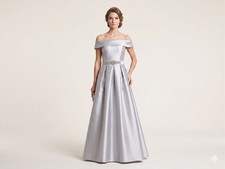 Eliza J Off-the-Shoulder Satin Gown – Size 6