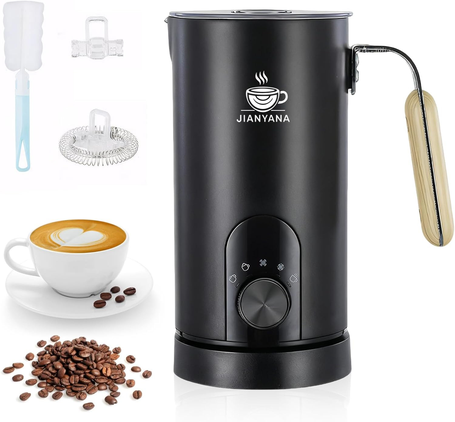Montalatte Elettrico 5 in 1 | Cappuccinatore Automatico 350ml Nero