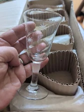 Set/8 MCM C.G. Quartex Crystal~ Star Dust  1 oz Cordial 3-5/8" Port Wine Goblets