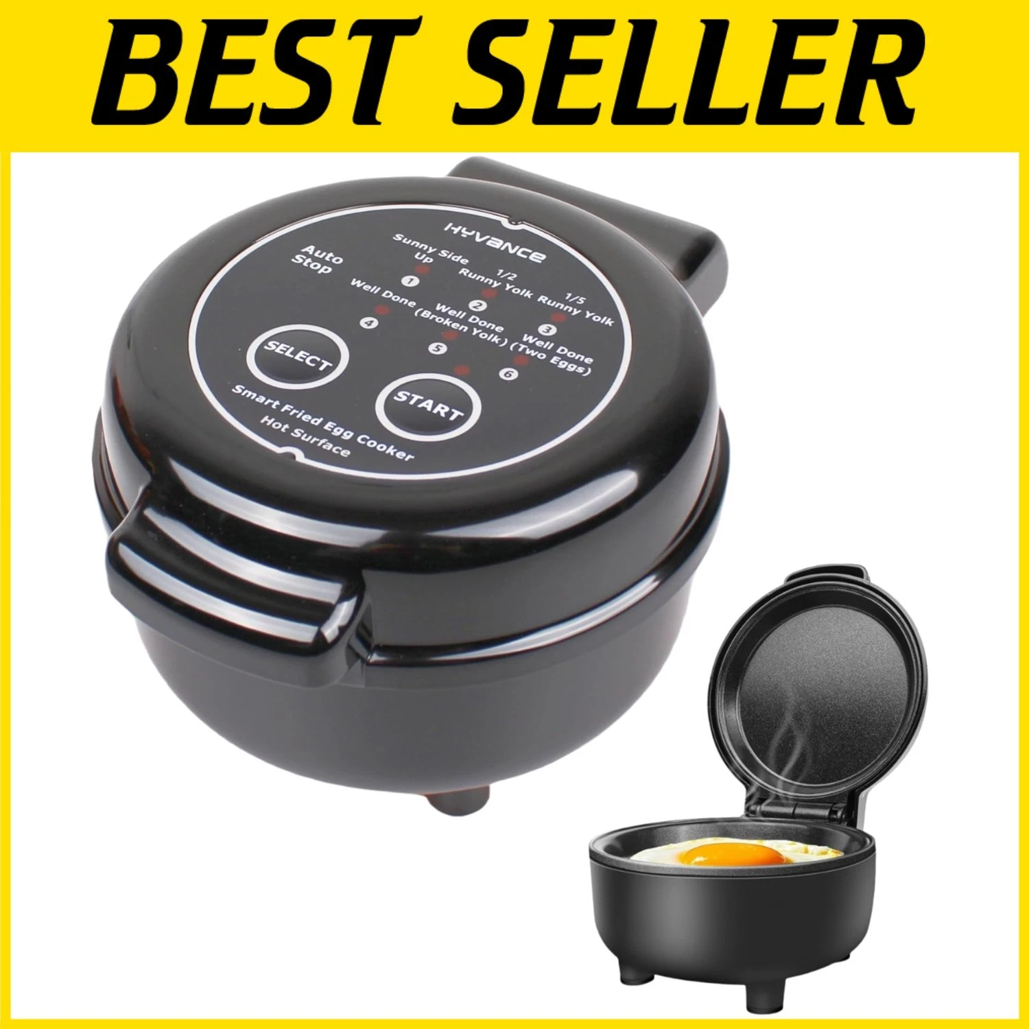 Automatic Fried Egg Cooker for 6 Styles, Non-Stick Black`