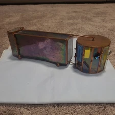 Vintage 9" Artisan copper foil and stained glass kaleidoscope, 