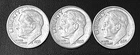 (Lot of 3) Roosevelt SILVER Dimes. 1956-D, 1959-P, 1962-P.     (R008)