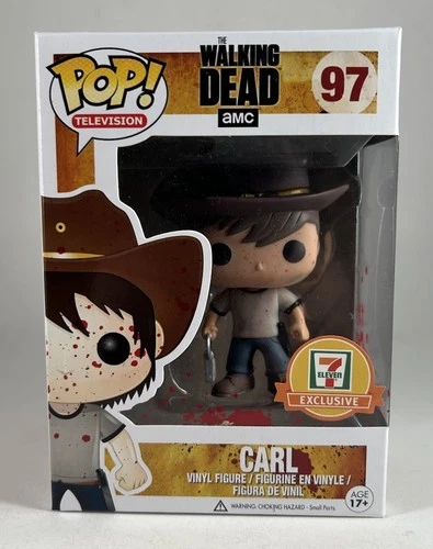 RARE Funko Pop! The Walking Dead CARL GRIMES #97 (Bloody) 7-11 Exclusive Variant