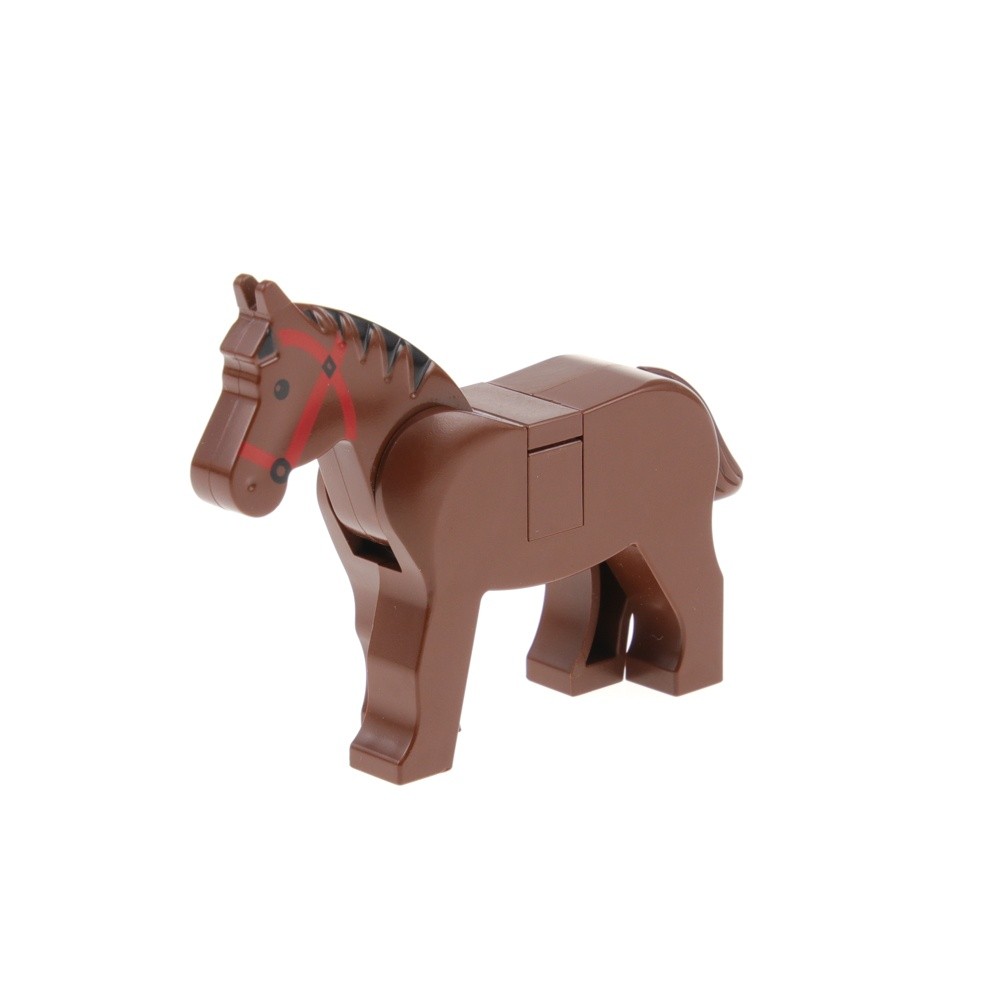 1X Lego Animal Horse Brown Bridle Mane Black Back Stone Indian 4493C01PB01