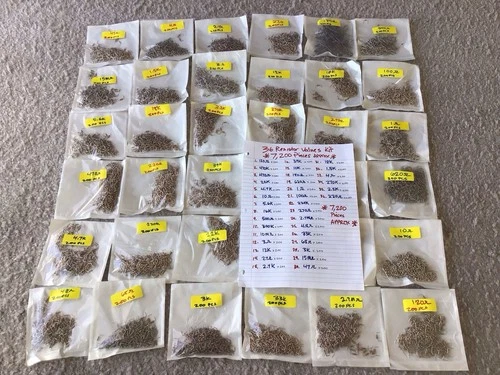 Huge Lot of 7, 200 Resistors New Old Stock 36 Values 1/8 W 1/4 W See Pics - product listing photo