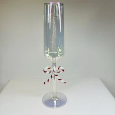 Christmas Champagne Flutes Candy Cane Bow Glasses Holiday Barware vhtf