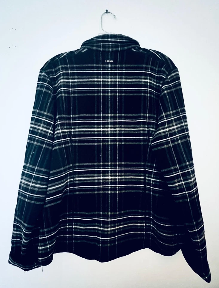 BOGNER резинке молнии куртка, 'приподнятый флис', стильный B + W клетку, большой, отличный - Изображение 3 из 4