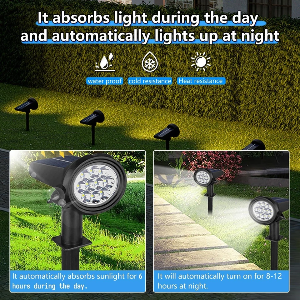 LED Solarleuchte Außen Garten Solarlampe Solar Wegeleuchte Wasserdicht Strahler - Bild 4 von 4