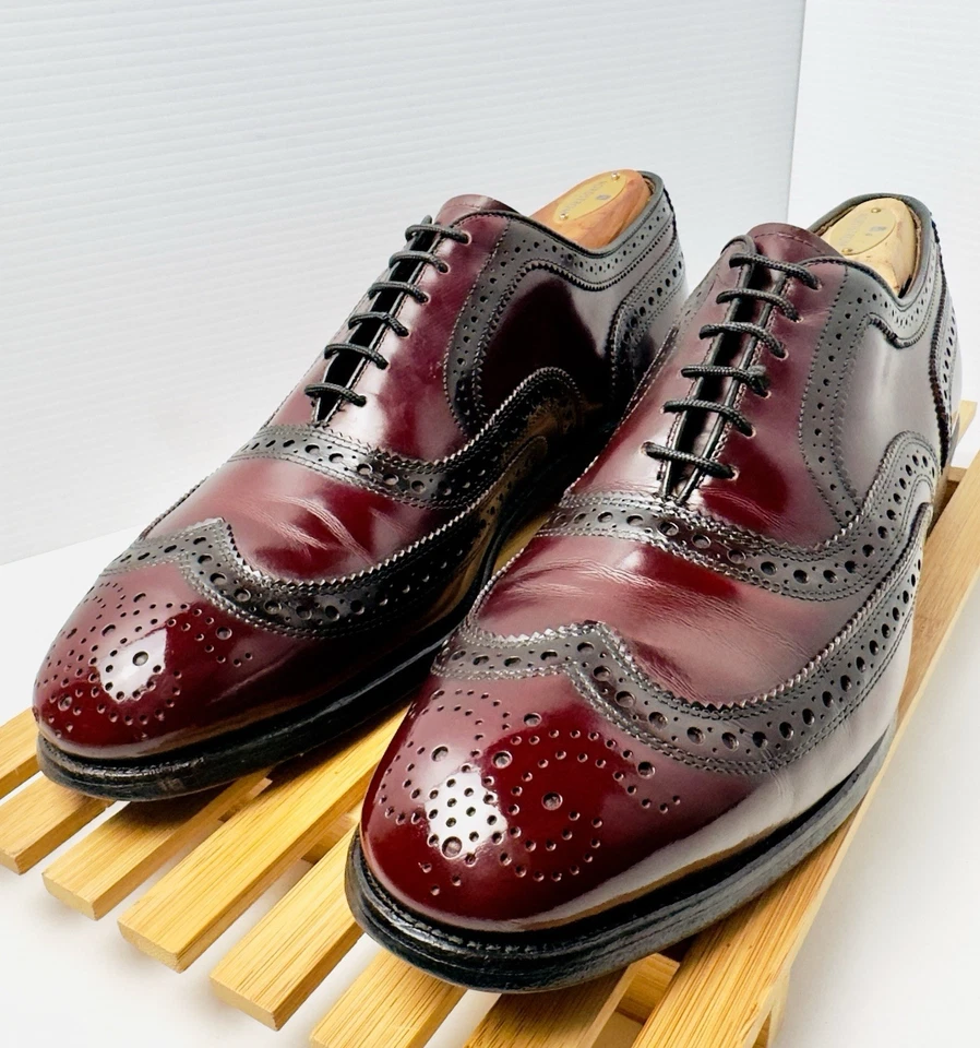Allen Edmonds McAllister Mens Burgundy Wingtip Oxford Shoes Sz 9 C - Image 2 of 4
