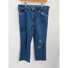 Vintage 80s Lee 202 Bootcut Jeans USA Made Union Tag Stretch Denim Blue 33x24