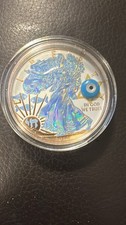 2018 American Silver Eagle Gemstone Amulet 1 oz 1 Dollar Blue Coin (RARE )