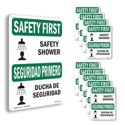 #ad #ad Safety Shower With Symbol Bilingual OSHA SAFETY FIRST Sign Decal 5 or 10 Pack $147.99
