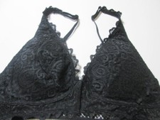 Unbranded Bra Size L Black Wireless Lined Adjustable Straps Bralette Lace Floral