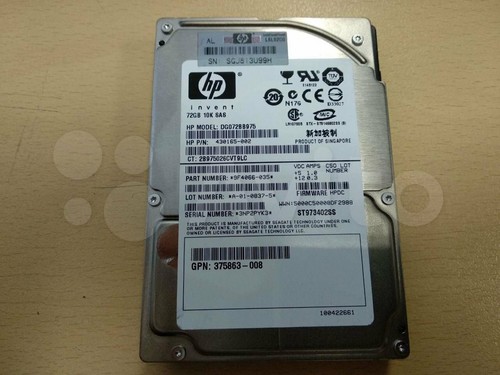 HP 72GB 10K SAS 2.5" SP HDD DG072BB975 430165-002 9F4066-035 ST973402SS HPDC D9 - 第 5/5 張圖片