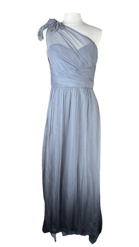Amsale (Sz 14) Gray Gown Maxi Strapless 100% Silk Chiffon Style #G784C NOT Ombre - 第 1/12 張圖片
