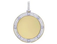 10K Yellow Gold 2CT Real Diamond Memory Frame Pendant 2"