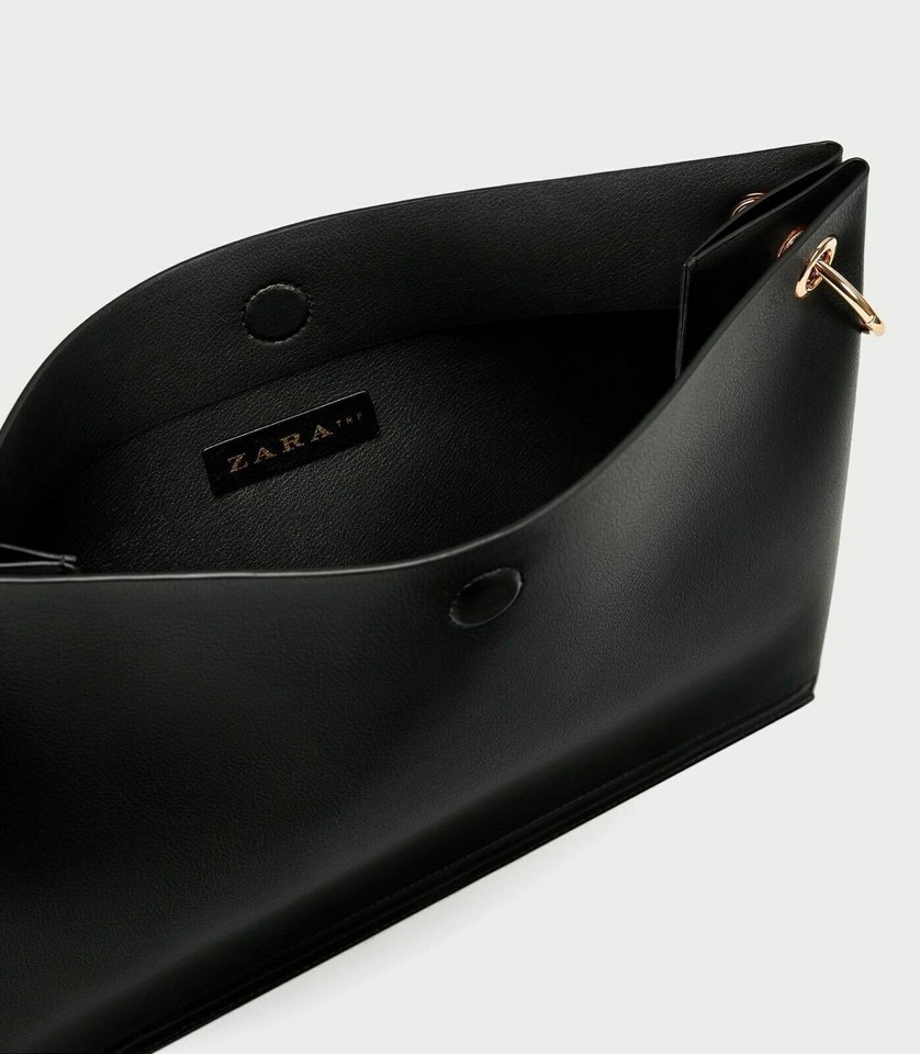 ZARA BLACK FAUX LEATHER SHOULDER BAG WITH GOLD CHAIN STRAP new eBay