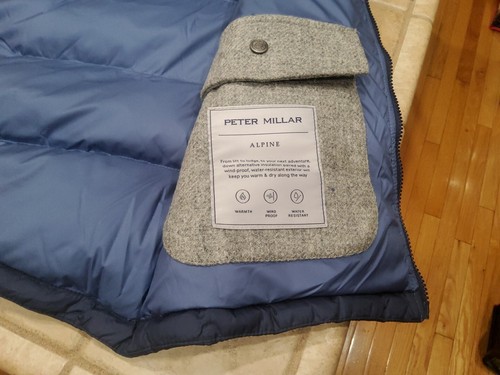 Herren Peter Millar Gale Alpine Weste Größe Medium blau mit grauen Akzenten neu mit Etikett $ 375 - Bild 13 von 18